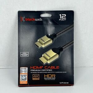 Blackweb 12 Foot Premium Certified HDMI Cable 4K‎ HDR 60Hz 18Gbps BWA19AV008